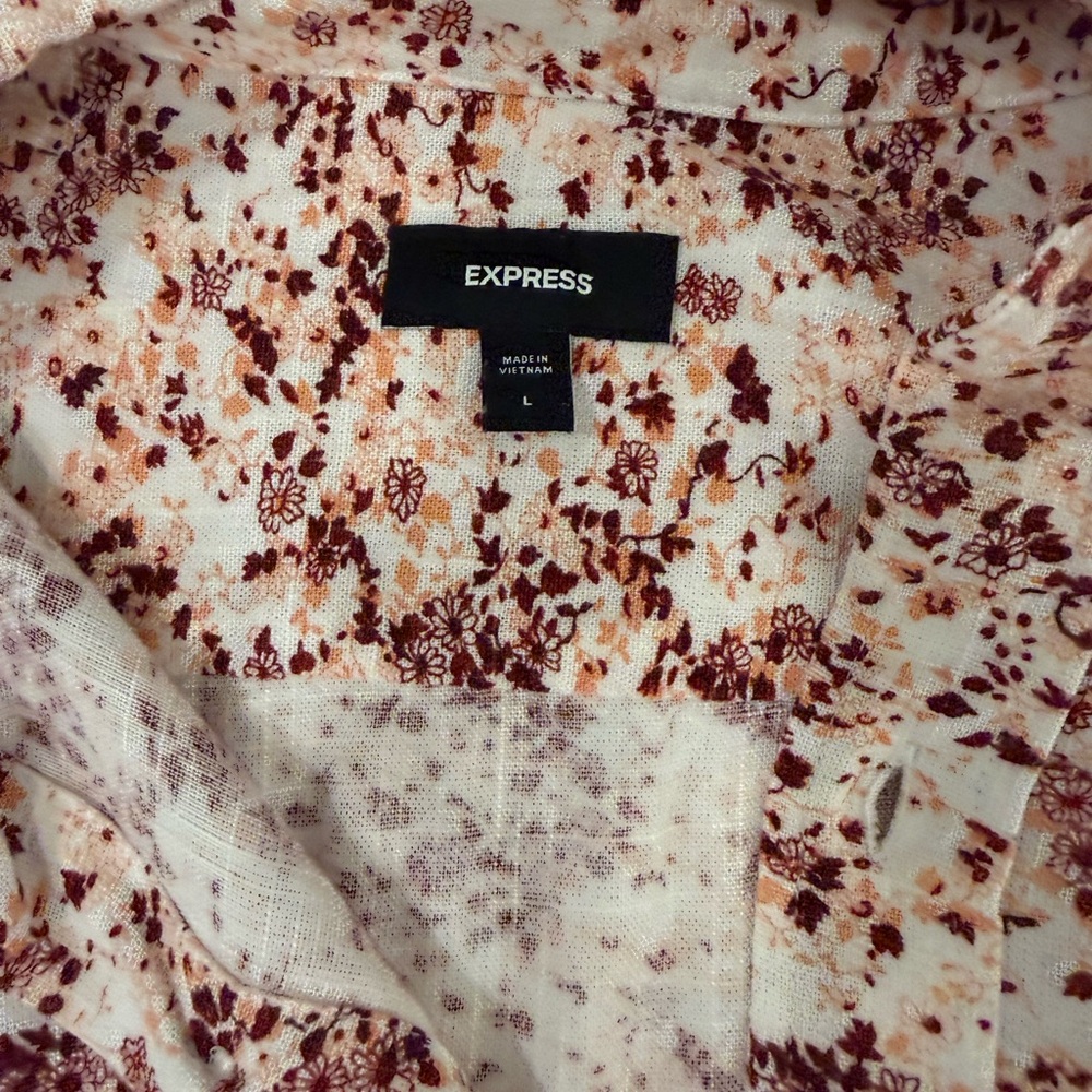 Express Red and Cream Floral Top